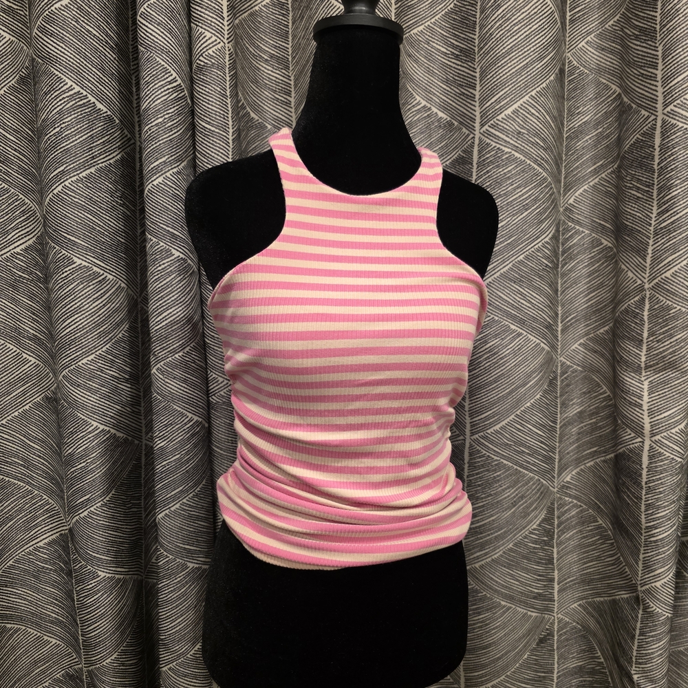 AFRM Pink and White Striped Tank Top